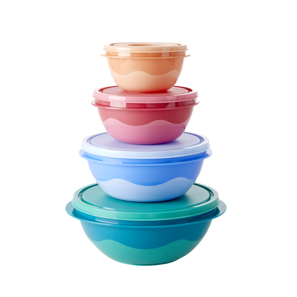 Set of 4 Colourful Round Food Storage Containers By Rice DK Vibrant Home
